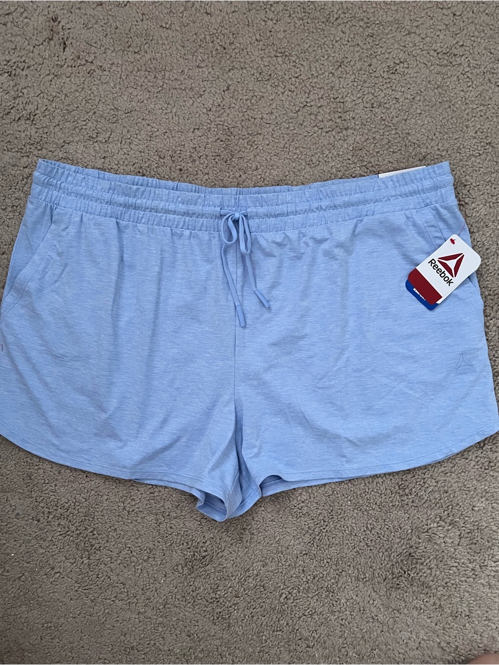 Reebok Women's Sky Blue Athletic Knit Drawstring Shorts